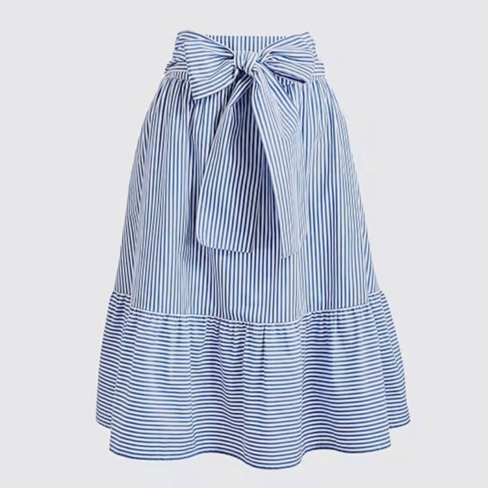 J.Crew Blue White Tie Waist Striped Ruffle Midi
Skirt SZ 4 Summer Preppy EUC